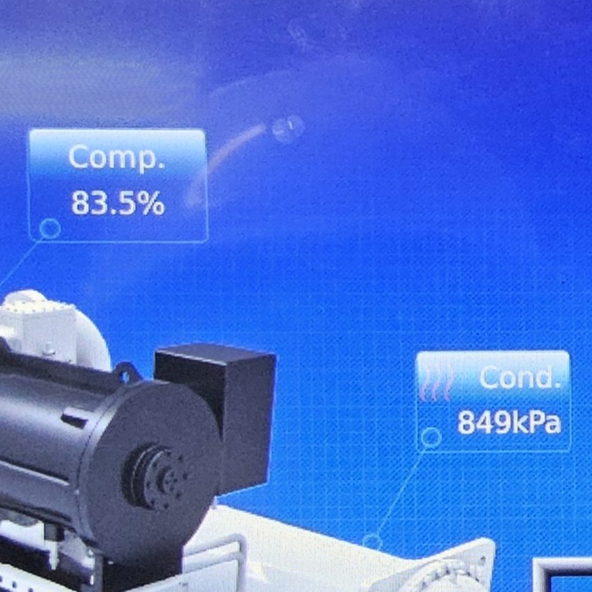 Electronic screen displaying monitoring data on blue